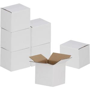 4x4x4 inches Shipping Boxes 30 Pack, Kraft Corrugated Small Cardboard Boxes for Mailing Packing, White