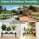 Foldable Plant Stand, No Assembly Heavy Duty Iron Plant Shelf, Rustproof Single Tier Plant Rack for Indoor Outdoor, Long Narrow Flower Stand for Patio Balcony Garden Living Room, 33" L x 9.7" W x 11.7" H