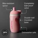 Tommee Tippee Insulated 9oz Sporty Spout Toddler Water Bottle, No Spill, Sippy Cups for Toddlers 1-3, Two-Piece Valve Helps Stop Spills, Yellow & Purple, BPA Free, Pack of 2
