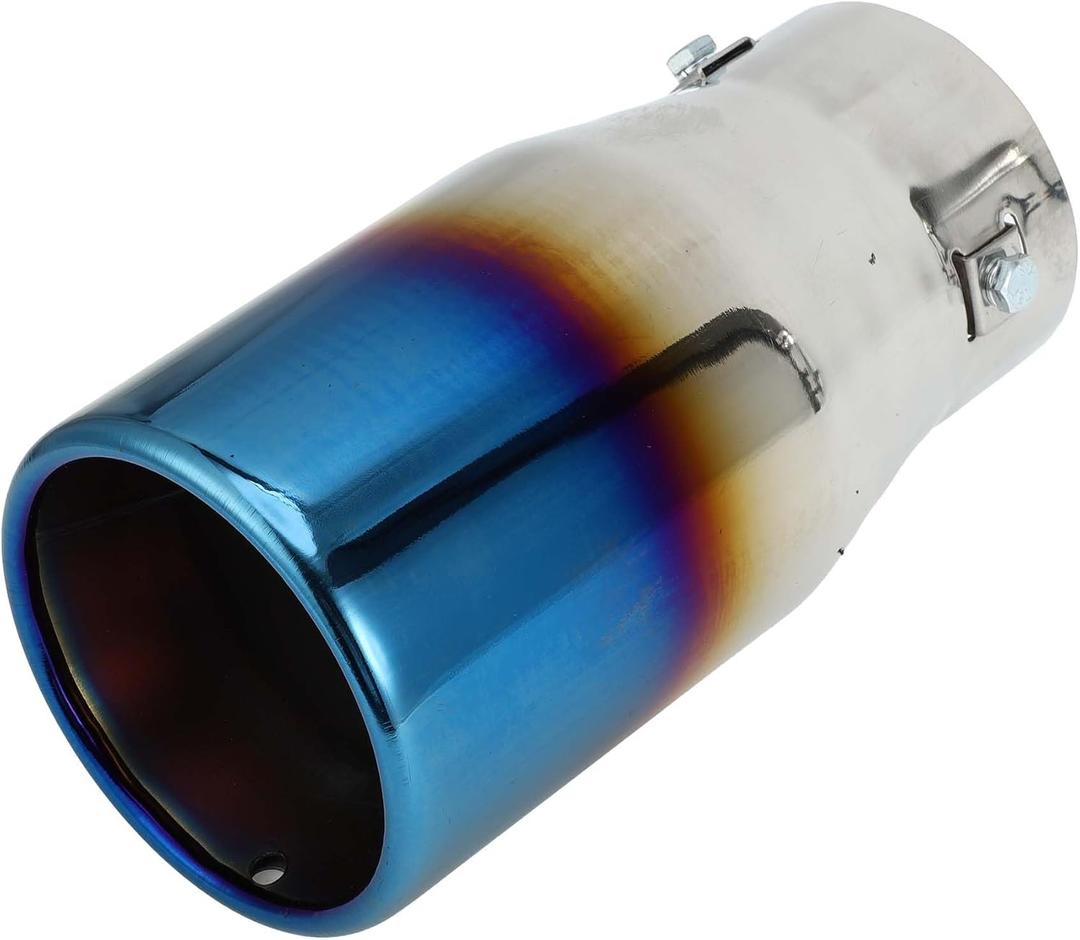 1 Pc Exhaust Tip 1.6" - 3.0" Inlet 3.9" Outlet 7.3" Length Tailpipe Universal Car Bolt on Stainless Steel Burnt Blue Rear