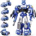 5 in 1 Magnetic Transform Trucks Robot Toys Gifts for 3 4 5 6 Year Old Boys Kids, Easy DIY Assembly, Ideals 3 4 5 6 Year Old Boy Birthday Gift Toys, Magnetic Transform Trucks Toy for Boys (Blue)
