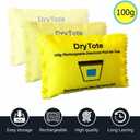 DryTote Rechargeable Desiccant Pack (Pack of 5), Ultimate Moisture Absorption, Color Change Indicator, Safe Storage Protection, Large Capacity 200 Gallons, 100g, Yellow