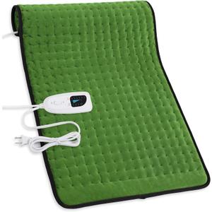 Deepsoon Heating Pad,Electric Heating Pads for Back,Neck,Abdomen,Moist Heating Pad for Shoulder,Knee,Arms,Legs,Dry/Moist Heat & Auto Shut Off,Christmas Gifts for Men and Women,Green Black,33x17 Inch
