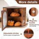 Sunhoo Bread Box for Kitchen Countertop Corner Bread Storage Wooden Breadbox Container 2 Layer Bread Holder Keeper Large Farmhouse Bread Bin Shelf for Homemade Pantry Vintage Acrylic Window(Brown)