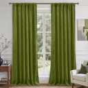 LAMIT Moss Green Velvet Blackout Curtains 84 Inch, Vintage Thermal Insulated Room Darkening Drapes for Living Room Back Tab and Rod Pocket Privacy Window Panels for Bedroom, 2 Panels, 52 x 84 Inch
