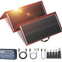 DOKIO 300W Portable Foldable Solar Panel Kit, Compact 19.3x37.4in Design 15.2lb with Standalone Controller and USB, Monocrystalline Charger for 12V Batteries, Power Stations, RV Camping Emergency Use
