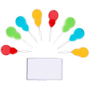 30 Pieces Gourd Shaped Plastic Needle Threaders, Plastic Wire Loop DIY Needle Threader Hand Machine Sewing Tool for Sewing Crafting with Clear Box, 4 Colors Random (size 2)