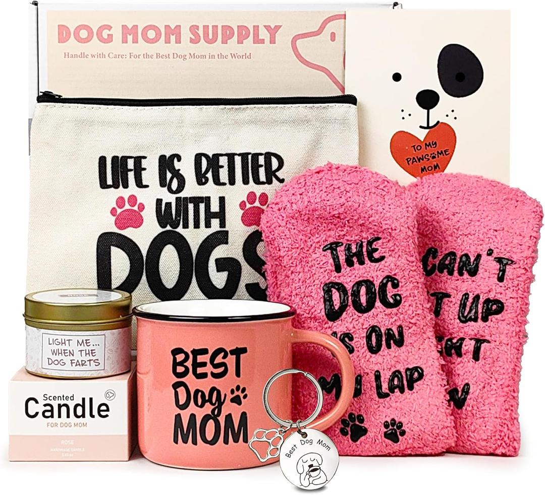 Dog Mom Gifts For Women, Dog Lover Gifts, Mothers Day Gift for Mom Daughter Unique Birthday Gift, Christmas idea Set with 10oz Ceramic Coffee Mug for Dog-loving Friend