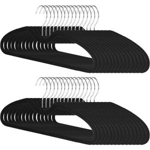 30 Pack Velvet Hangers, Short Neck Non Slip Slim Hangers with 360 Swivel Hook, Space Saving Clothes Hangers for Shirts, Dresses, Sweaters, Black