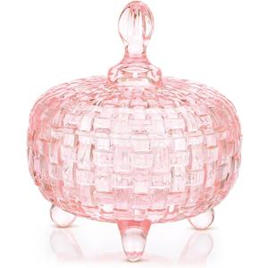 DoubleFill 26 oz Large Glass Candy Dish with Lids Crystal Candy Jar with Lid Easter Spring Decorative Covered Glass Jar Jewelry Box Wedding Buffet Biscuit Containers for Snacks(Elegant,Medium)