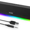 Computer Speakers, 24W Bluetooth Computer Soundbar, 3.5mm Aux-in Computer Speakers for Desktop Monitor, Computer Sound Bar with Deep Impactful Bass, Gaming Speakers for PC, Laptop,Tablet