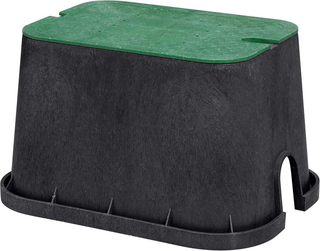 Orbit 53214 20" Jumbo Rectangular Valve Box with Lid, 12" Height, Black/Green