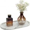 YKAJO Oval Real Marble Tray for Bathroom Kitchen Counter Stone Decorative Vanity Tray for Dresser Perfume Heavy Catchall Organizer for Soap Jewelry (Carrara White, 11.8" x 5.9")