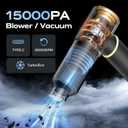 BSRCO Car Vacuum Portable Cordless 30Min Runtime, 15KPa Suction Handheld Vacuum Cordless 4-in-1, 1.25Lbs Lightweight, 75dB Quiet, USB-C Fast Charging, Washable HEPA Filter for Car, Home & Pet Hair