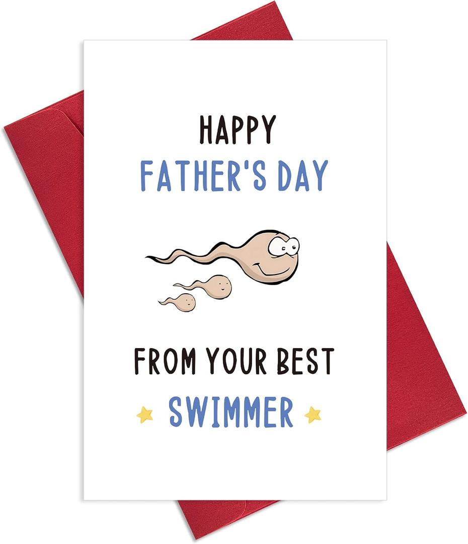 2 x Ogeby Rude Father’s Day Card Gifts from Daughter Son, Funny Father’s Day Card Gift for Dad, Happy Father’s Day from Your Best Swimmer