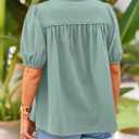 PRETTYGARDEN Women's 2026 Summer Button Down Shirts Short Lantern Sleeve V Neck Cotton Cute Tops Dressy Casual Blouses (S)