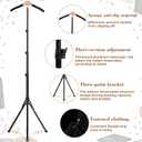FoldTier Graduation Cap and Gown Display Stand 3-in-1 Adjustable Presentation Garment Rack with Wood Hanger Safety Pins Foldable Clothing Steamer Hanger Rack for Ceremony Photo Booth Retail Vendors