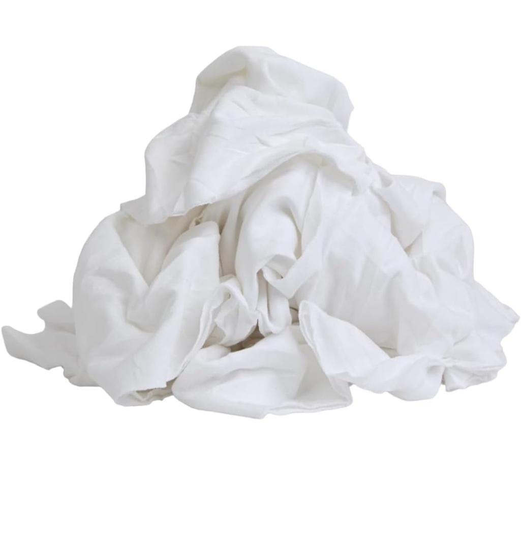 T-Shirt Cloth Rags, Lint Free, White, for All-Purpose Wiping, Cleaning, and Polishing 100% Recycled Materials Absorbent Quick Dry Multipurpose Cotton, Streak Free, (1 Pound Box)