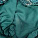 Long Sleeve A-line Color Block Patchwork Long Evening Dress for Women's Green Size M