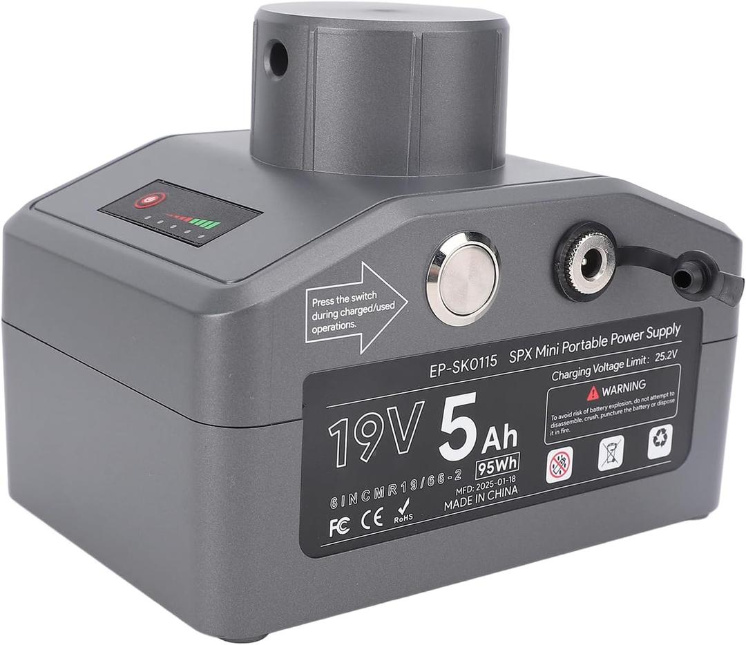Portable Power Supply for Mini Antenna 19V 5Ah Battery Pack with Pipe Adapter for Camping Hiking Travel Outdoor Emergency (US Plug AC100-240V)