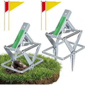 2 Pack Mole Traps That Kill Best, Vole Traps Outdoor Use Scissor for Lawns, Mole Trap Easy to Set Galvanized Steel Reusable Quick Capture Gopher