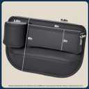 2 Pack Car Leather Cup Holder Gap Bag - Car Seat Gap Filler & Organizer, Seat Gap Storage Box Organizer Car Accessories for Women Men(Black Driver's + Passenger)