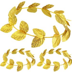 meekoo Gold Laurel Crown Wreath Greek Leaf Headband Toga Party Roman Caesar Headpiece Goddess Costume for Women Men Wedding Emperor Headwear, Circlet 7.3 Inches in Diameter