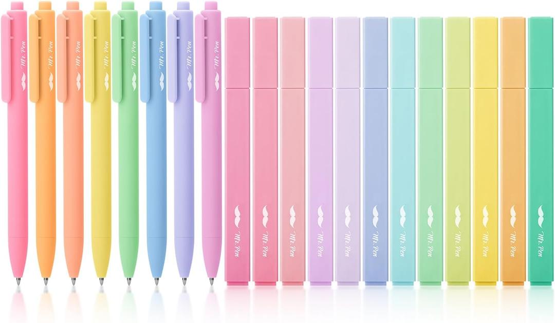 Mr. Pen- Aesthetic Highlighters and Gel Pens, 20 Pack, Colorful Bible No Bleed, Cute for Bibles