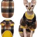 Sphynx Cat Sweater, Soft Fleece Pullover with Sleeves, Warm & Elastic Pet Clothes for Hairless Cats and Small Kittens, Cozy Winter Outfit Yellow XL