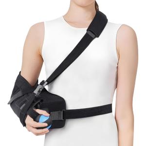 Abducted Shoulder Sling Immobilizer, Padded Rotator Cuff Support Brace with Removable Abduction Pillow and Exercise Ball for Right or Left Arm Pain Relief From Post-Surgery Recovery and Subluxation, One Size
