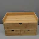 Wisuce Bamboo Desk Drawer Organizer, 2 Drawer Desktop Organizer with Drawers Tabletop Storage Organization Box for Office Home Toiletries Supplies Vanity, No Assembly Required