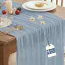 IVAPUPU 1 Pcs Cheesecloth Table Runner - 10ft Dusty Blue Easter Spring Boho Gauze Cheese Cloth Table Runners for Baby Shower Decoration Wedding Party Garden Farmhouse