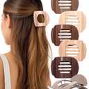 AWAYTR 6Pcs Flat Hair Clips for Women Strong Grip Curved Claw Clip for Thin Hair Non-slip Plastic Hair Barrettes ((Light Brown+Dark Brown+Light Brown+Dark Brown+Off-White+Chestnut))