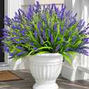 Faux Flowers for Outdoor Planters 20 Bundles Fake Plants Outdoor, UV Resistant Artificial Plants & Flowers with Fake Monkey Grass, Faux Outdoor Plants for Porch Patio Garden Decor