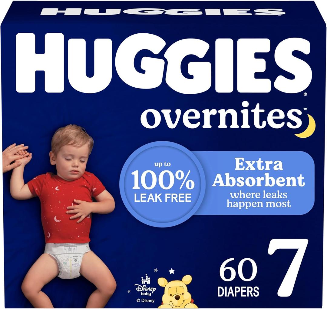 Huggies Size 7 Overnites Baby Diapers: Overnight Diapers, Size 7 (41+ lbs), 60 Ct,