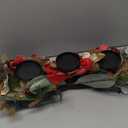 Christmas Candle Holder Xmas Decorations 3 Candle Holders with Magnolia Flowers Glitter Ball Ornaments Pine Needles Red Bow for Table Centerpiece Holiday Decor Xmas Decorations