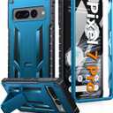 FNTCASE for Google Pixel 7-Pro Phone Case: Shockproof Protective with Built-in Screen Protector & Kickstand - Heavy Duty Dual Layer Rugged Military Grade Drop Proof Cell Phone Cover (Blue Black)