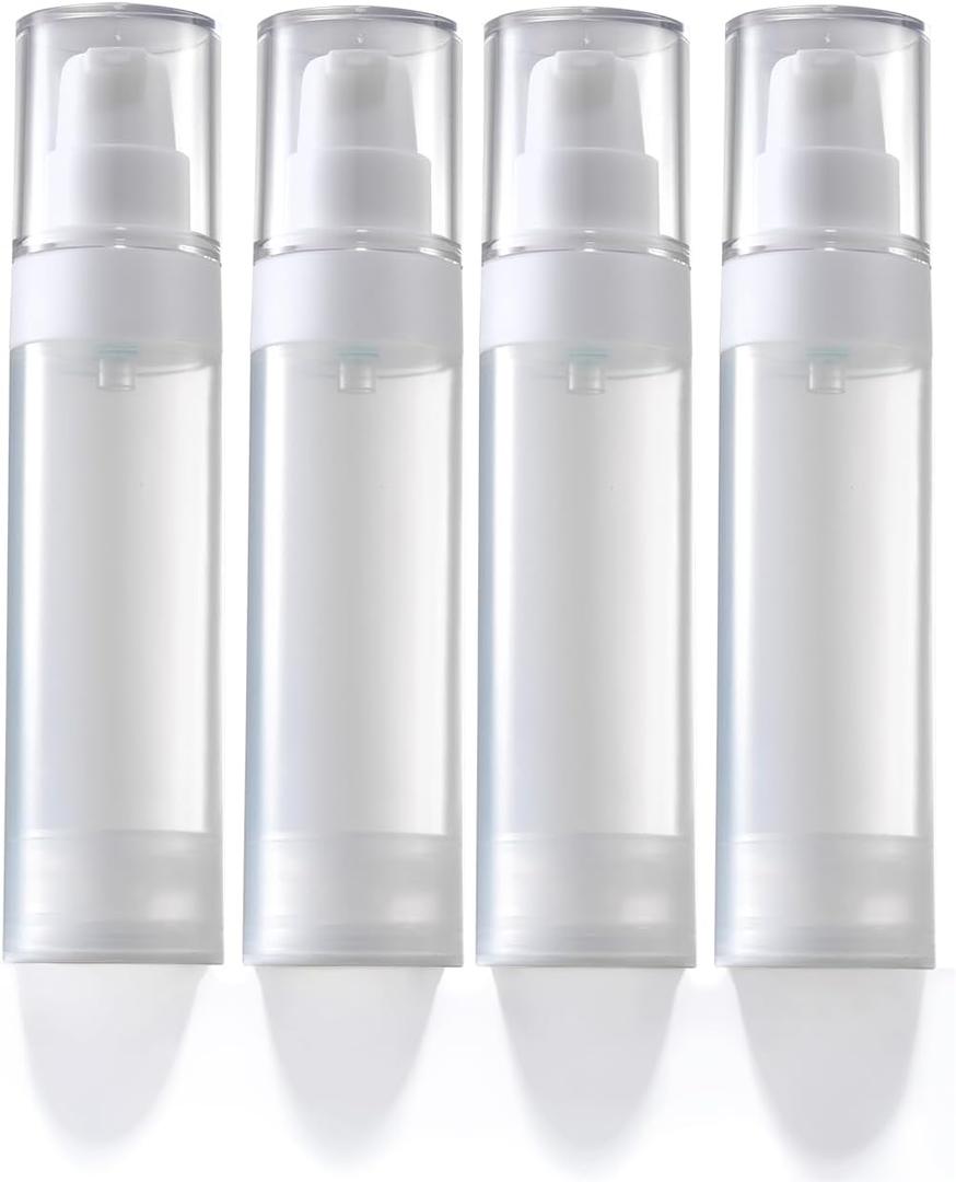 airless Pump Bottles Travel,Travel Toiletry containers,Lotion Dispenser with Pump,Small Pump Bottle (semi-Transparent, PP-50ml)