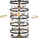 MODOWEY 5 Tiers Metal Rotating Earring Holder Organizer Stand Adjustable Display Tree, 220 Holes Large Carousel Rack for Stud Hoop Pierced Dangling Women Girls, Perfect View for All Earrings(Black)