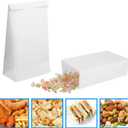 200PCS White Paper Bags 9.45.13.1 inch 4lb Paper Snack Bag for Popcorn Sandwich Cookies Craft Party Favor Lunch Bags Bulk White Bag