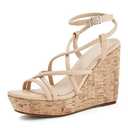 Coutgo Women Platform Wedge Sandals Cork Slingback Wedges Espadrilles Heels Summer Shoes (7, Cool Beige)