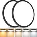 Brightever Black LED Flush Mount Ceiling Light, 24W 3200LM 5CCT Dimmable LED Ceiling Light Fixture, 2700K/3000K/4000K/5000K/6500K, 12 Inch Ultra Thin Ceiling Lamp for Bedroom, Dining Room, 2 Packs