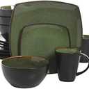 Gibson 99811.16R Dinnerware set, Soho Square, Green, Service for 4 (16pc)