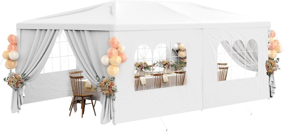 10x20FT White Party Tent Outdoor Canopy Tent Heavy Duty Waterproof Patio Gazebo Wedding Event Tents for Parties with 6 Removable Sidewalls Perfect for Birthday Holiday Graduation BBQ 10x20FT White Party Tent Outdoor Canopy Tent Heavy Duty Waterproof Patio Gazebo Wedding Event Tents for Parties with 6 Removable Sidewalls Perfect for Birthday Holiday Graduation BBQ