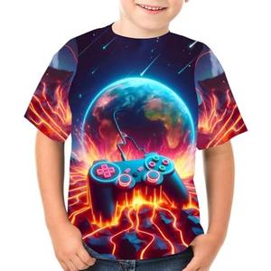 Boys Girls 3D Graphic Tees Unisex Short Sleeve T Shirt Novelty Neon Shirts for Boys 5-14 Years