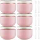 6 Pcs 250ml/8oz Matte Pink Plastic Cream Jars with 6 Spatulas Empty Refillable Facial Scrub Bottles Travel Size Cosmetic Containers for Powders Lotion Pills Jewelry Toiletries