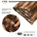 Clip in Hair Extensions Real Human Hair 14 Inch Chocolate Brown/Light Blonde #4/27 Color Double Weft 100% Remy Human Hair Thick Long Soft Silky Straight 4pcs 10clips for Women 60grams