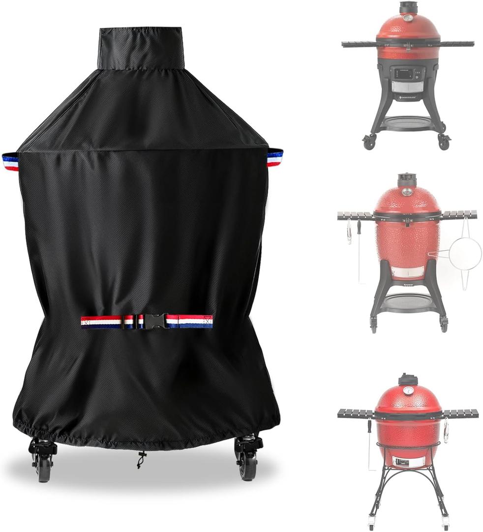 Grill Cover for Kamado Joe and Big Green Egg Cover, Large Big Green Egg Grill Accessories, Waterproof Grill Covers, 37" Dia x 50" H