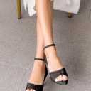 Coutgo Womens Kitten Heels Sandals Pointed Open Toe Ankle Buckle Strap Summer Dress Shoes, 8.5
