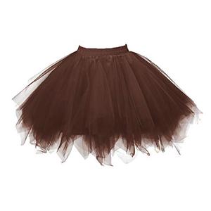 Topdress Women's 1950s Vintage Tutu Petticoat Ballet Bubble Skirt (26 Colors) Brown XL